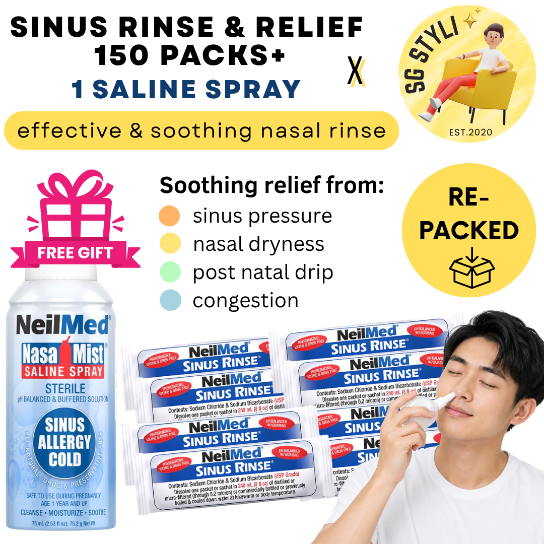 Neilmed Sinus Rinse Combo Kit 250 Packs + 2 Squeeze Bottles + 1 Saline Spray 75ml