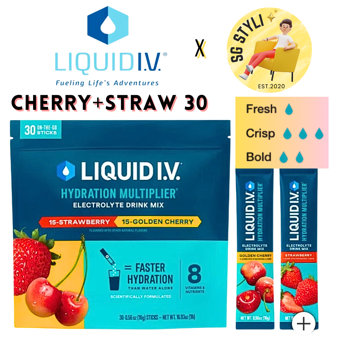 Liquid IV I.V. Hydration Multiplier Electrolyte Drink Lemon Peach 24 Packs (15 Flavours)