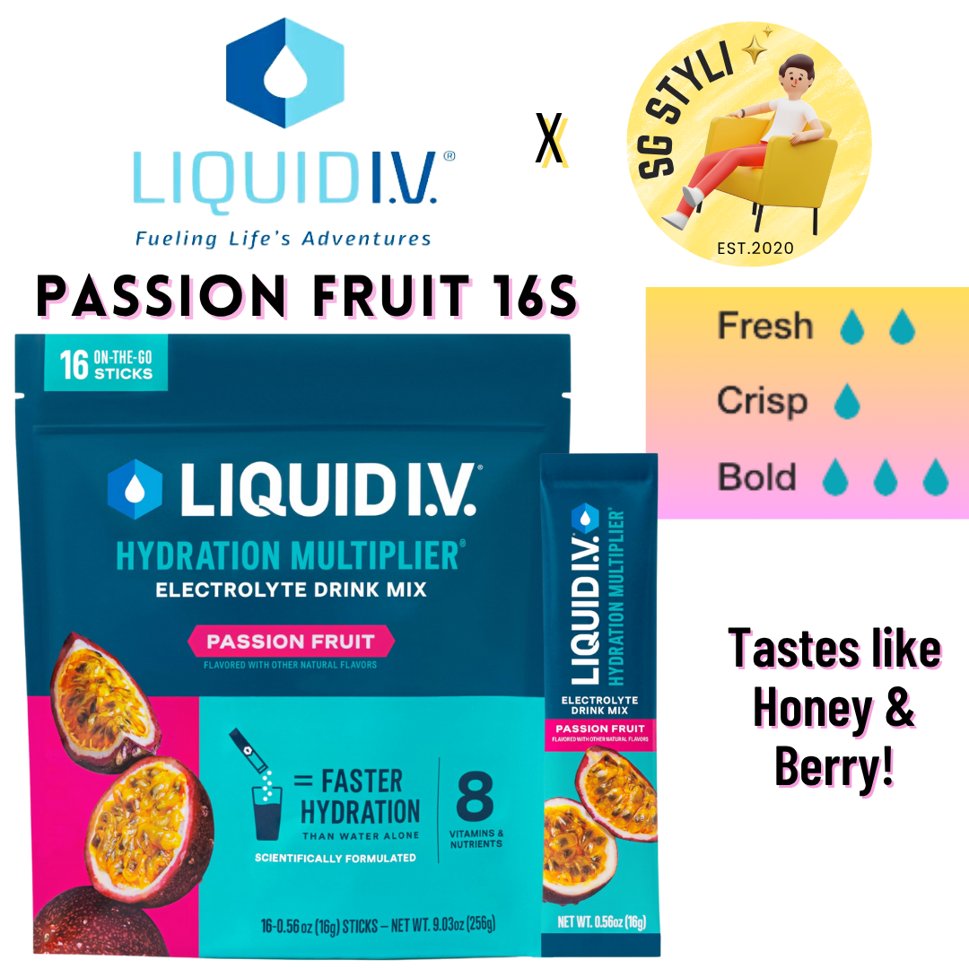Liquid IV I.V. Hydration Multiplier Electrolyte Drink Lemon Peach 24 Packs (15 Flavours)