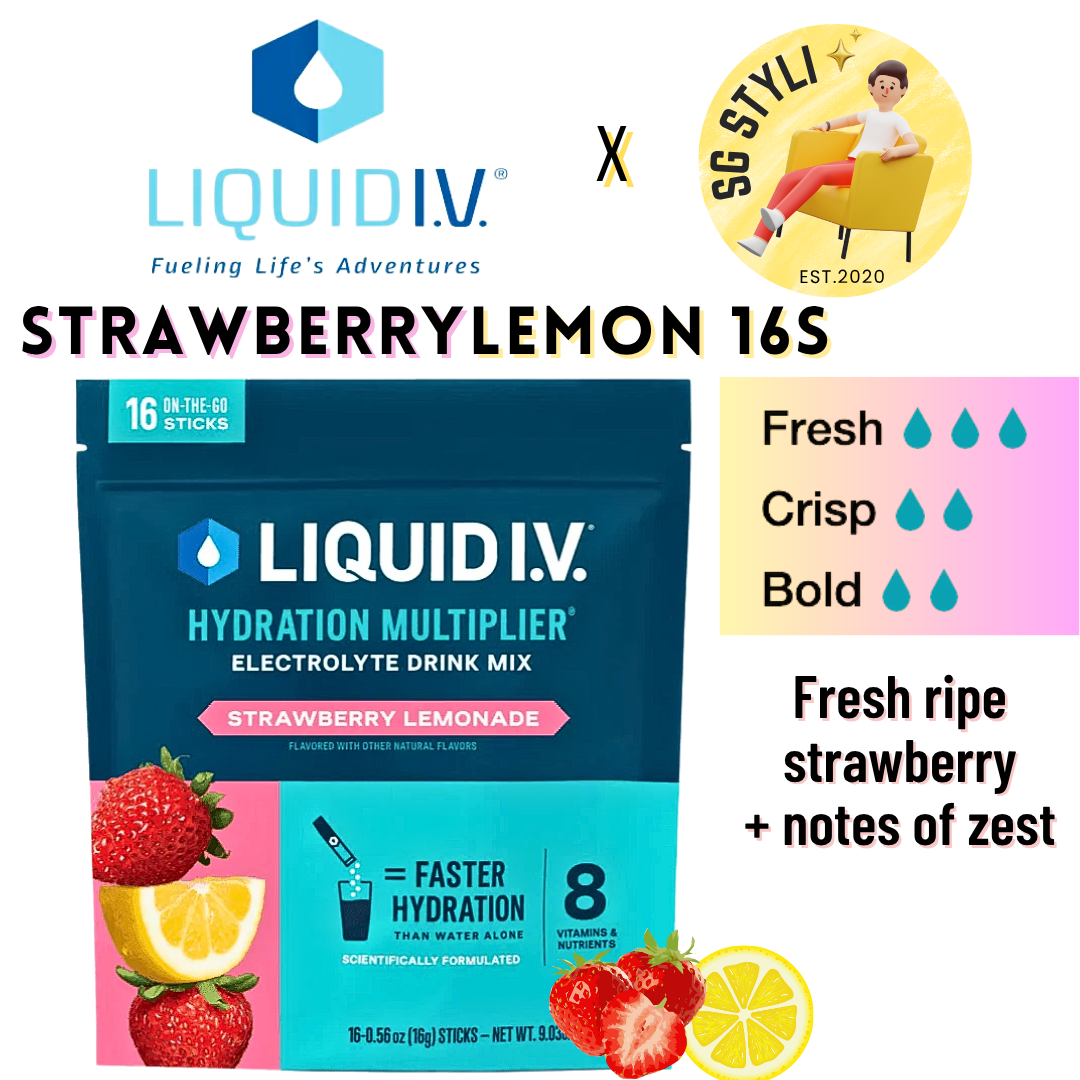 Liquid IV I.V. Hydration Multiplier Electrolyte Drink Lemon Peach 24 Packs (15 Flavours)