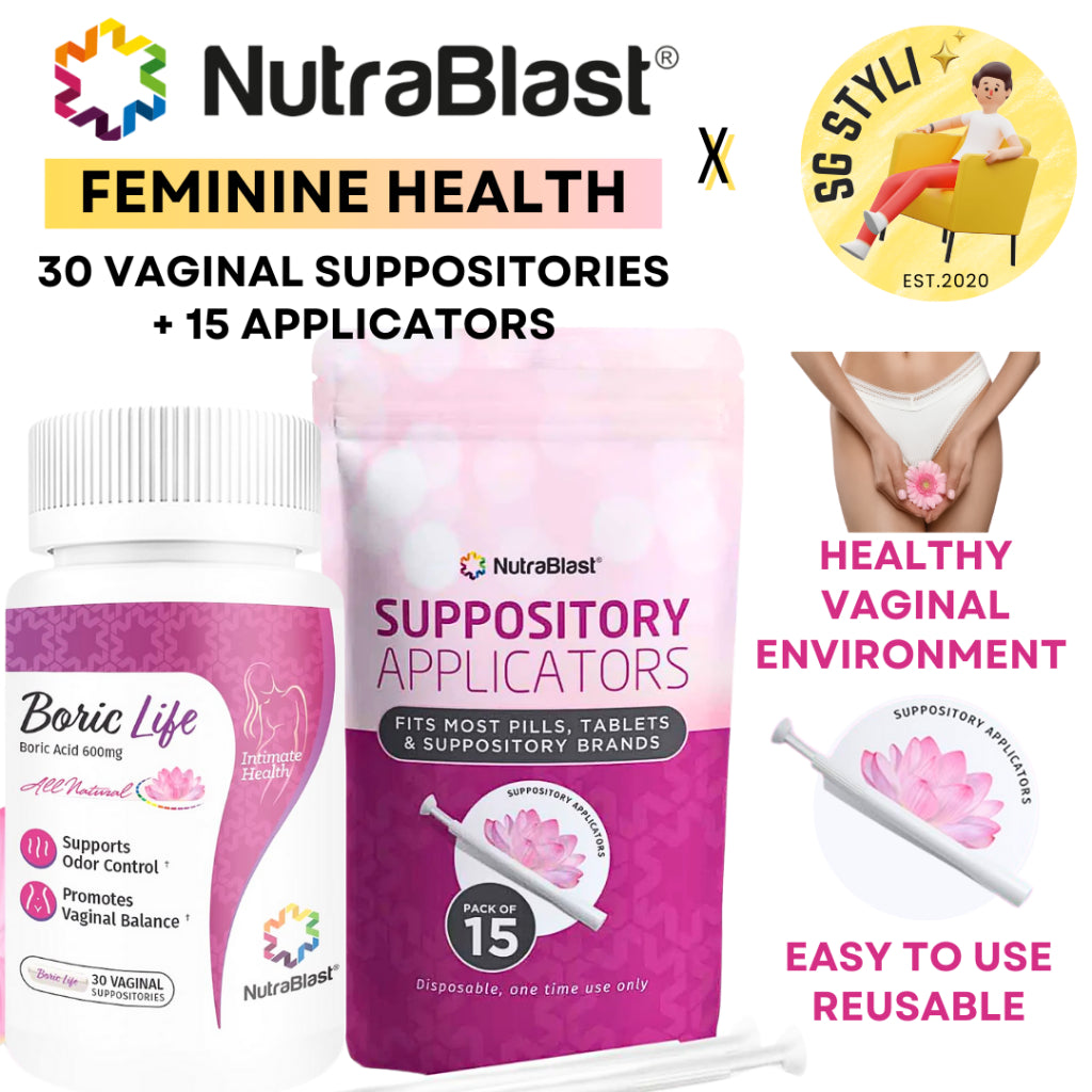 NutraBlast Boric Vaginal Suppositories 30's Intimate Health (Made in USA)