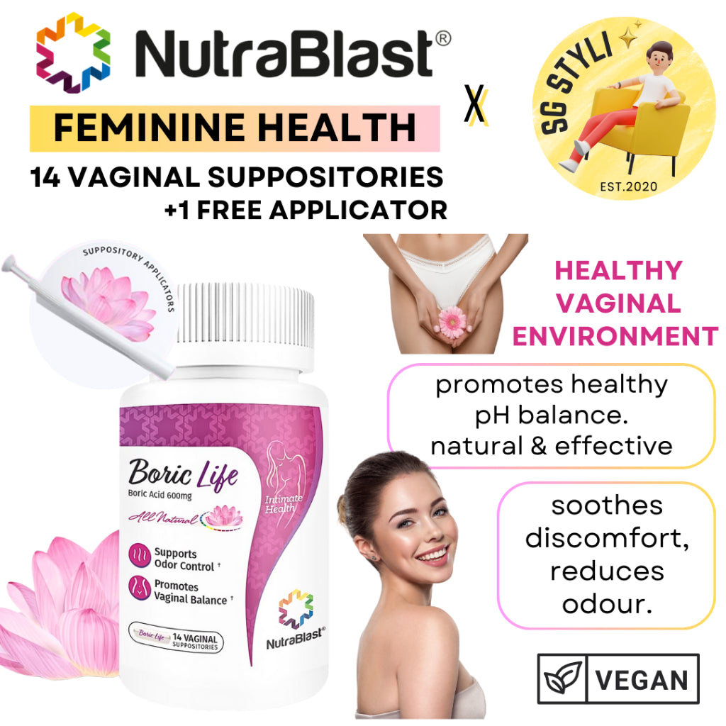 NutraBlast Boric Vaginal Suppositories 30's Intimate Health (Made in USA)