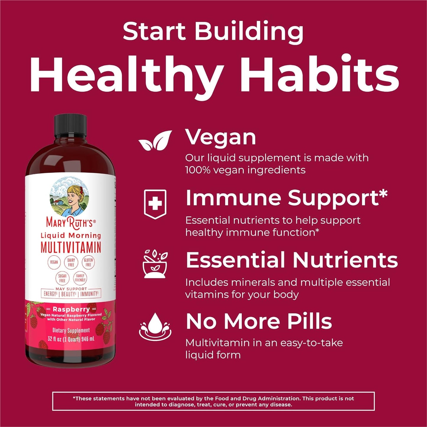 MaryRuth Liquid Multivitamin/Elderberry/Vitamin C for Women/Men/Kids Vegan Sugar Free *1-3 Days Delivery*