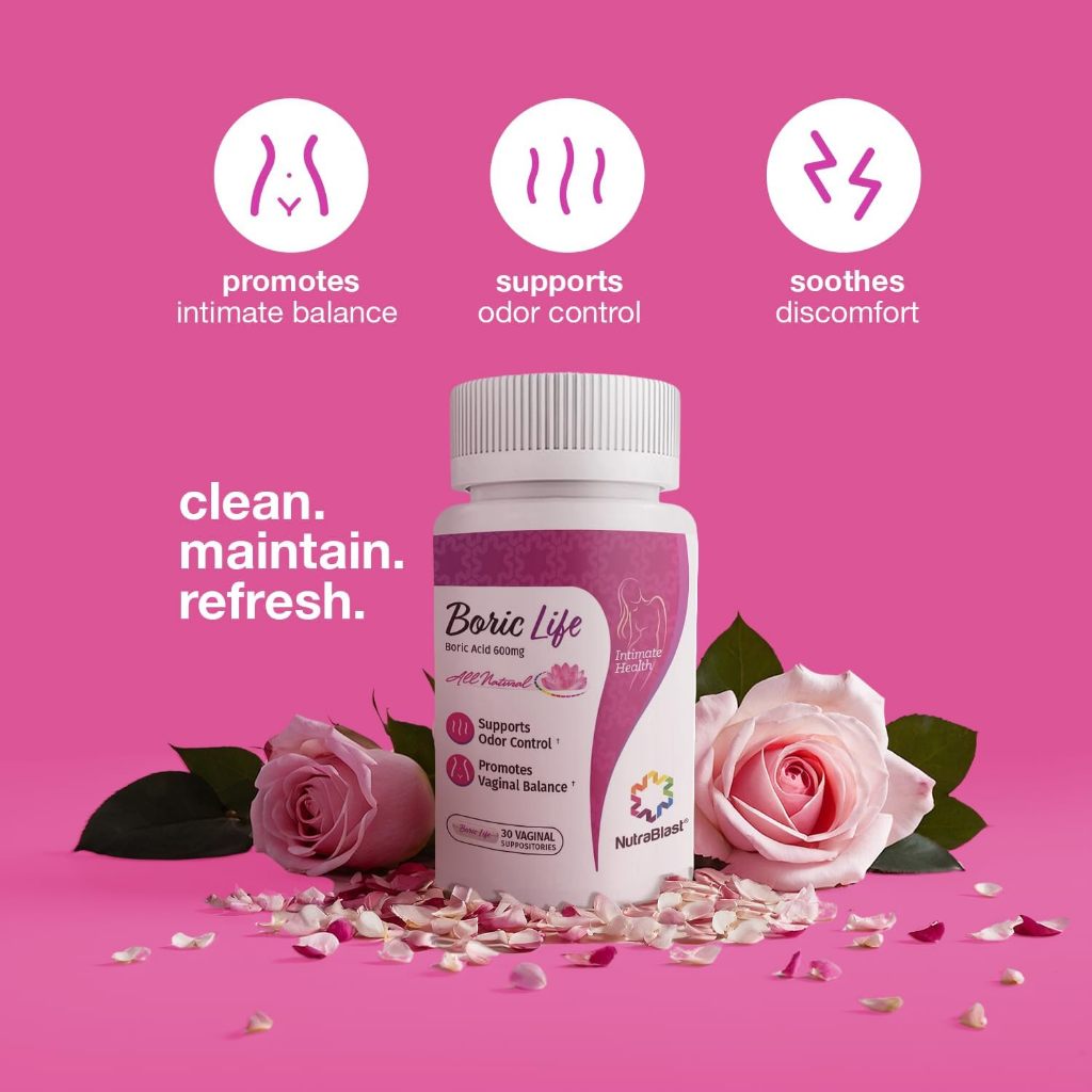 NutraBlast Boric Vaginal Suppositories 30's Intimate Health (Made in USA)