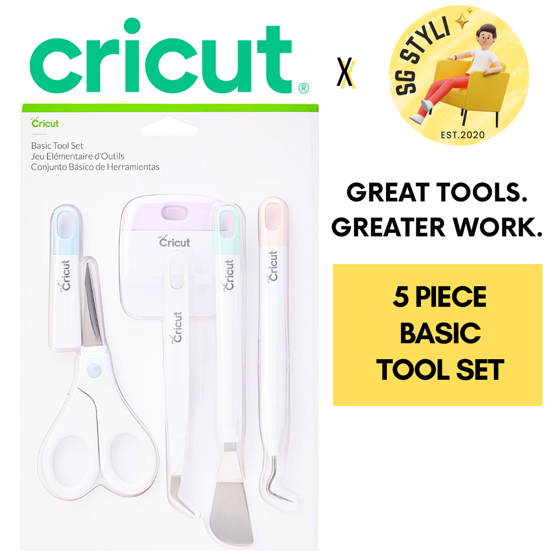 Cricut Basic Tool Set 5 Pieces Weeder, Spatula, Scraper, Tweezers, Sci –  sgstyli