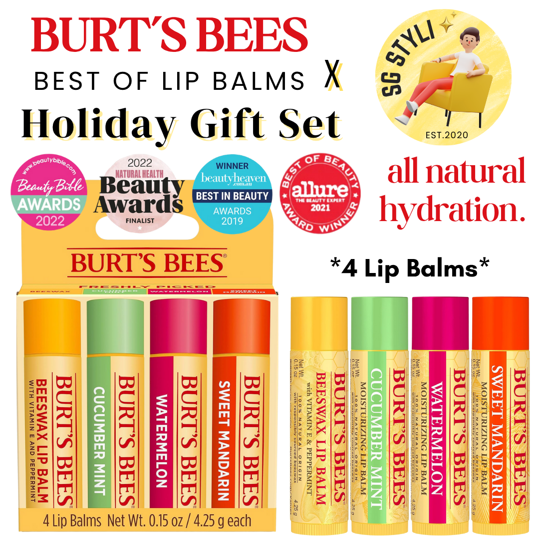 Burt's Bees Lip Balm Gift Set 4 Lip Balms in Original/Coconut & Pear All Natural