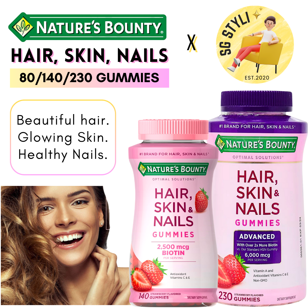 Nature's Bounty Hair, Skin, Nails Gummies 140/230 Vitamins (Biotin Boost)