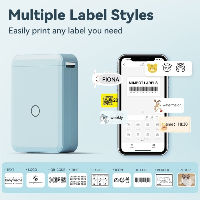 Niimbot D110 Label Printer Pikachu Pokemon Portable Thermal Label Maker + 1 FREE PIKACHU ROLL