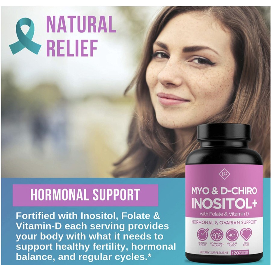 Premium Inositol Supplement - Myo-Inositol & D-Chiro Inositol + Folate & Vitamin D, PCOS