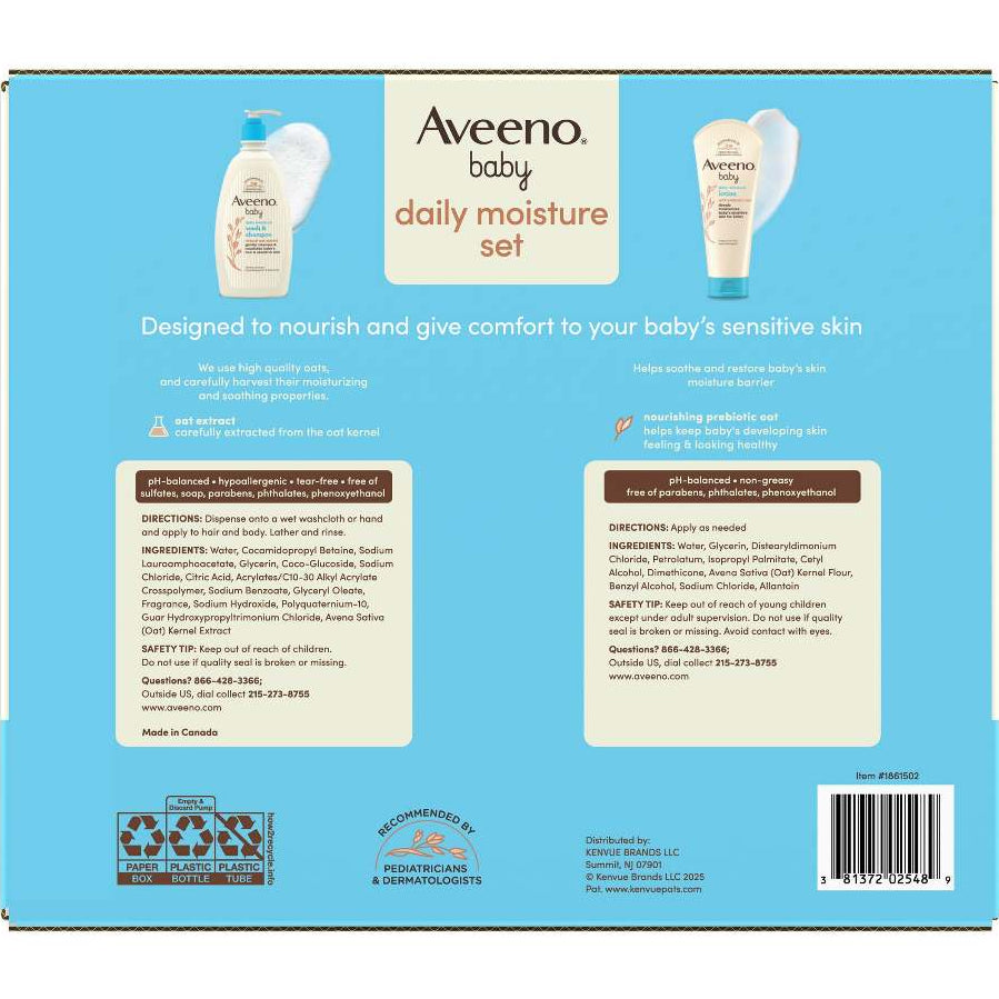 Aveeno Baby Daily Moisture Wash & Shampoo 2 x 532ml + Moisture Lotion 227g Combo Set of 3