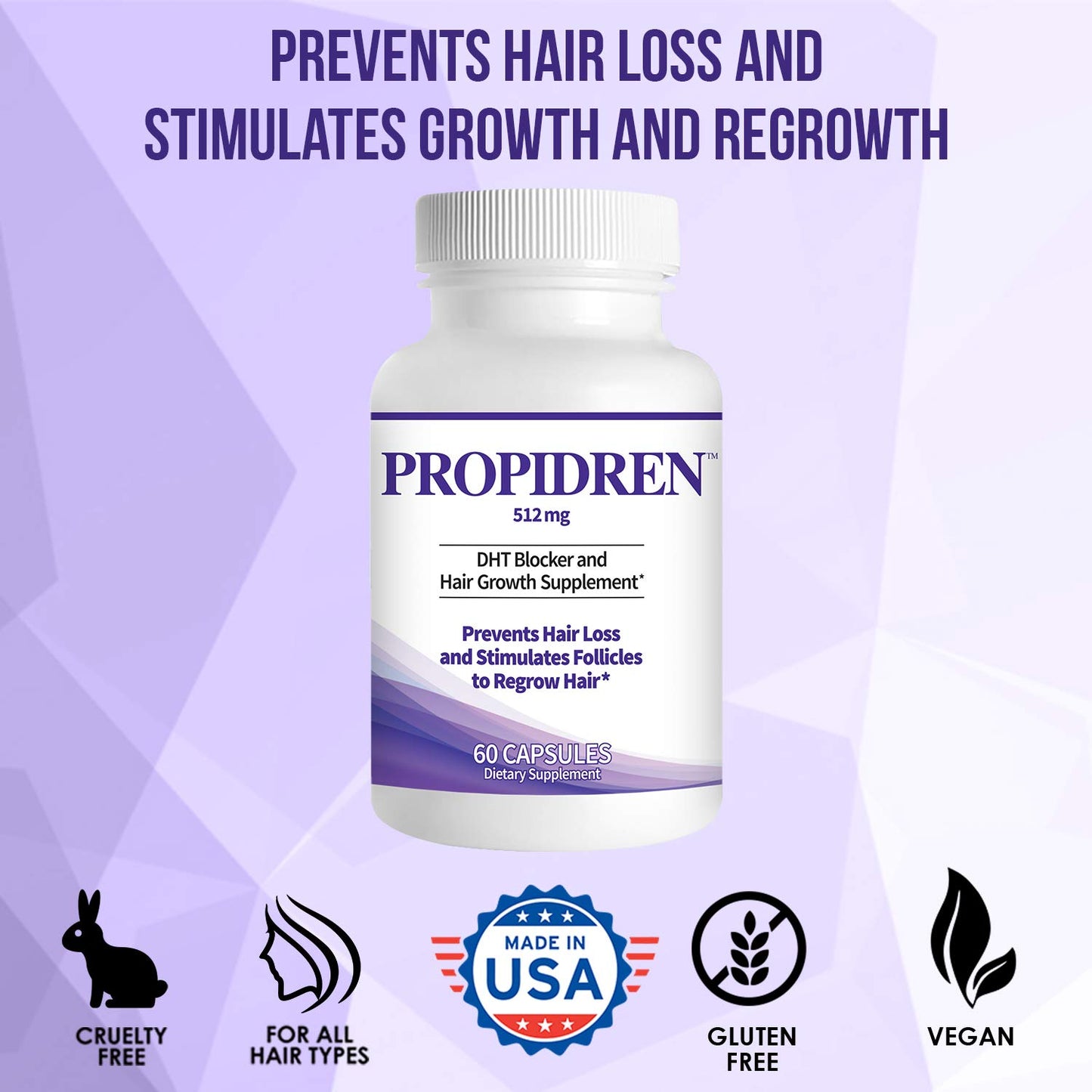 Propidren DHT Blocker with Saw Palmetto Hair Growth Supplement 60 Caps