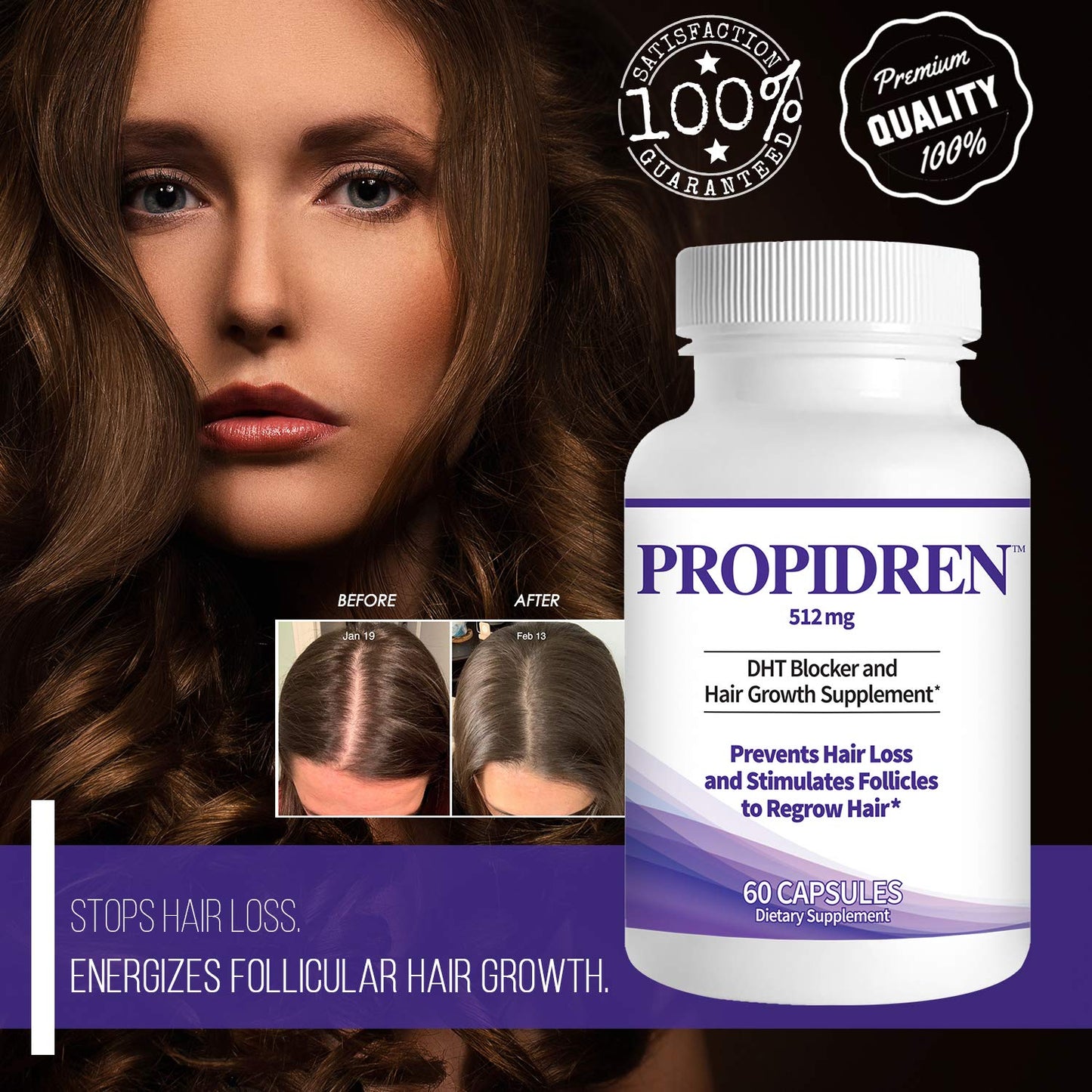 Propidren DHT Blocker with Saw Palmetto Hair Growth Supplement 60 Caps