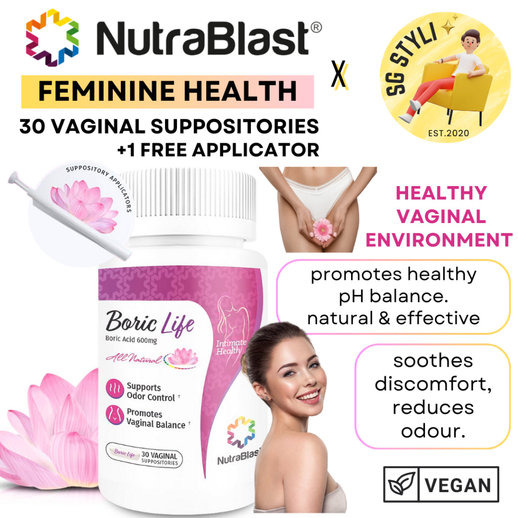 NutraBlast Boric Vaginal Suppositories 30's Intimate Health (Made in USA)