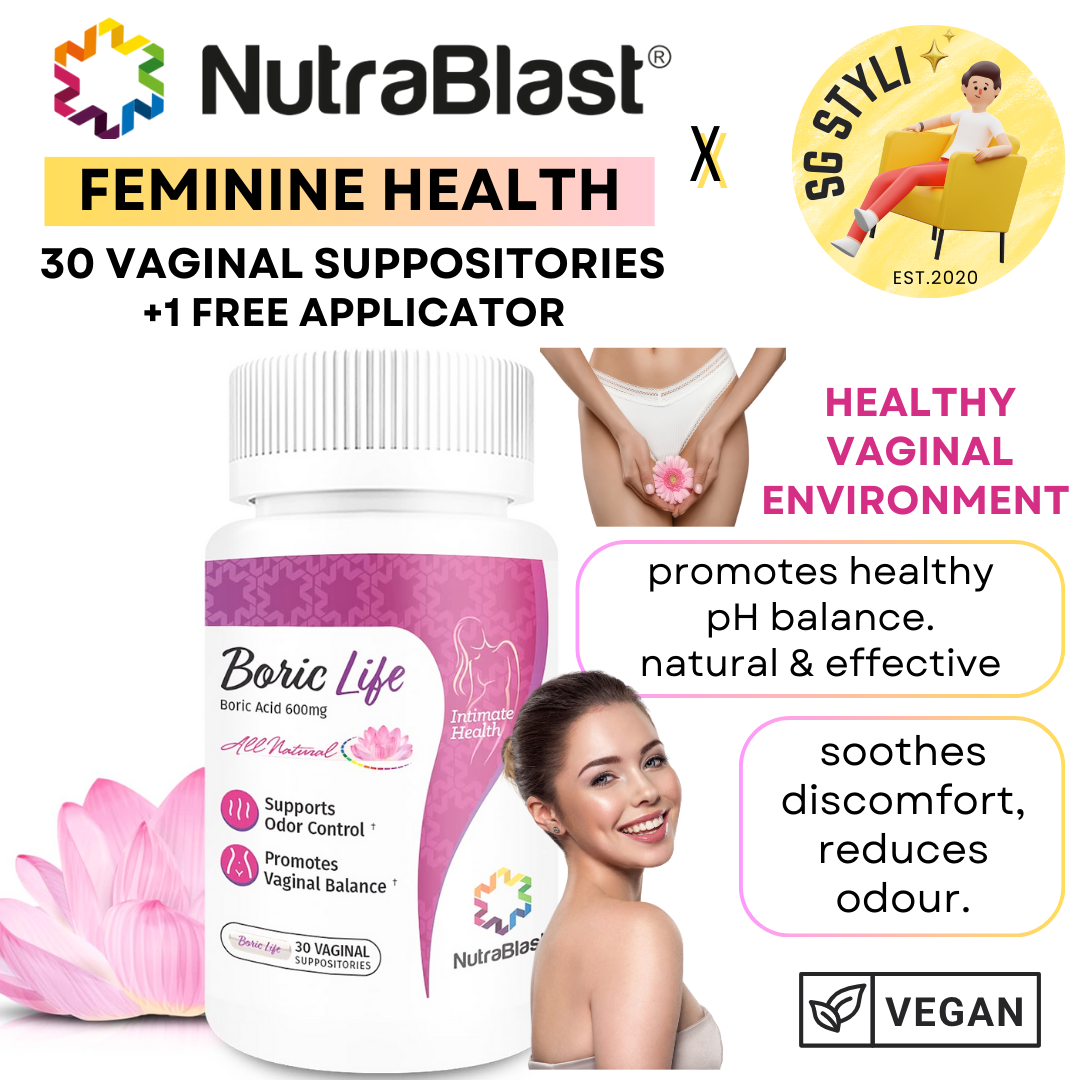 NutraBlast Boric Vaginal Suppositories 30's Intimate Health (Made in USA)