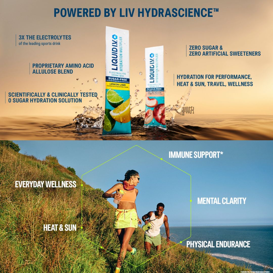 Liquid IV I.V. Hydration Multiplier Electrolyte Drink Lemon Peach 24 Packs (15 Flavours)