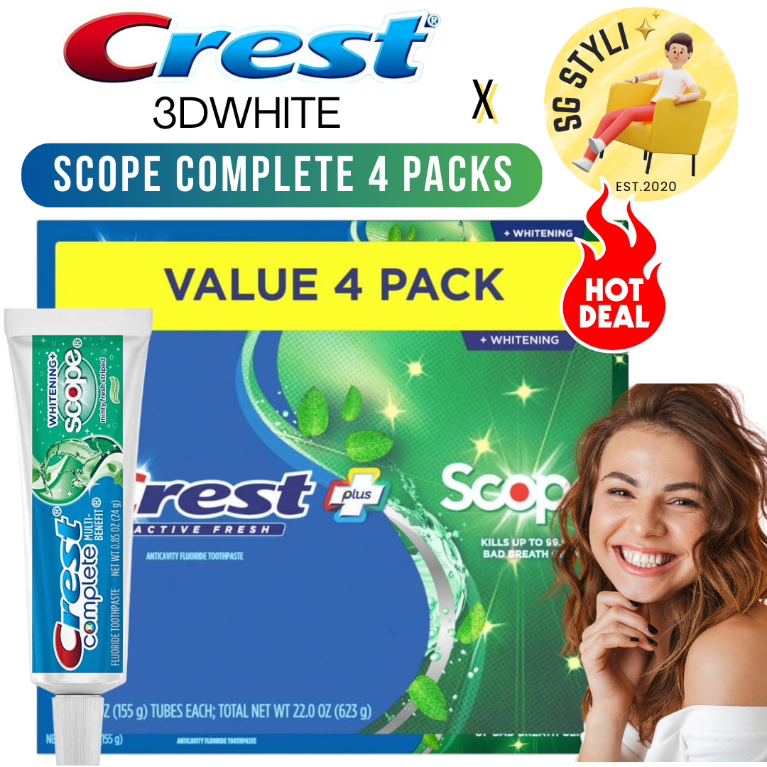 Crest Charcoal/Scope Whitening + Intensive Clean Toothpaste 419g Value 3/4 Packs