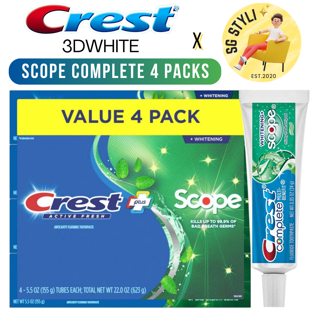 Crest Charcoal/Scope Whitening + Intensive Clean Toothpaste 419g Value 3/4 Packs
