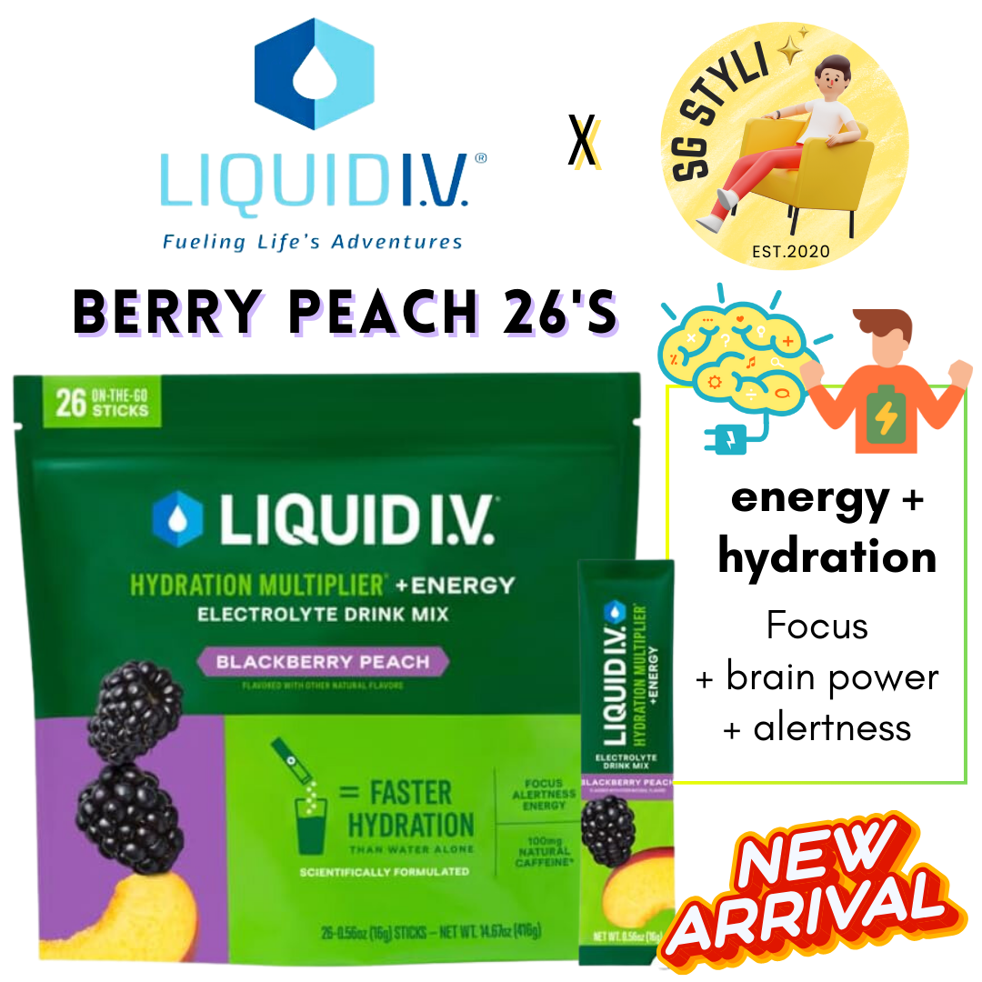 Liquid IV I.V. Hydration Multiplier Electrolyte Drink Lemon Peach 24 Packs (15 Flavours)