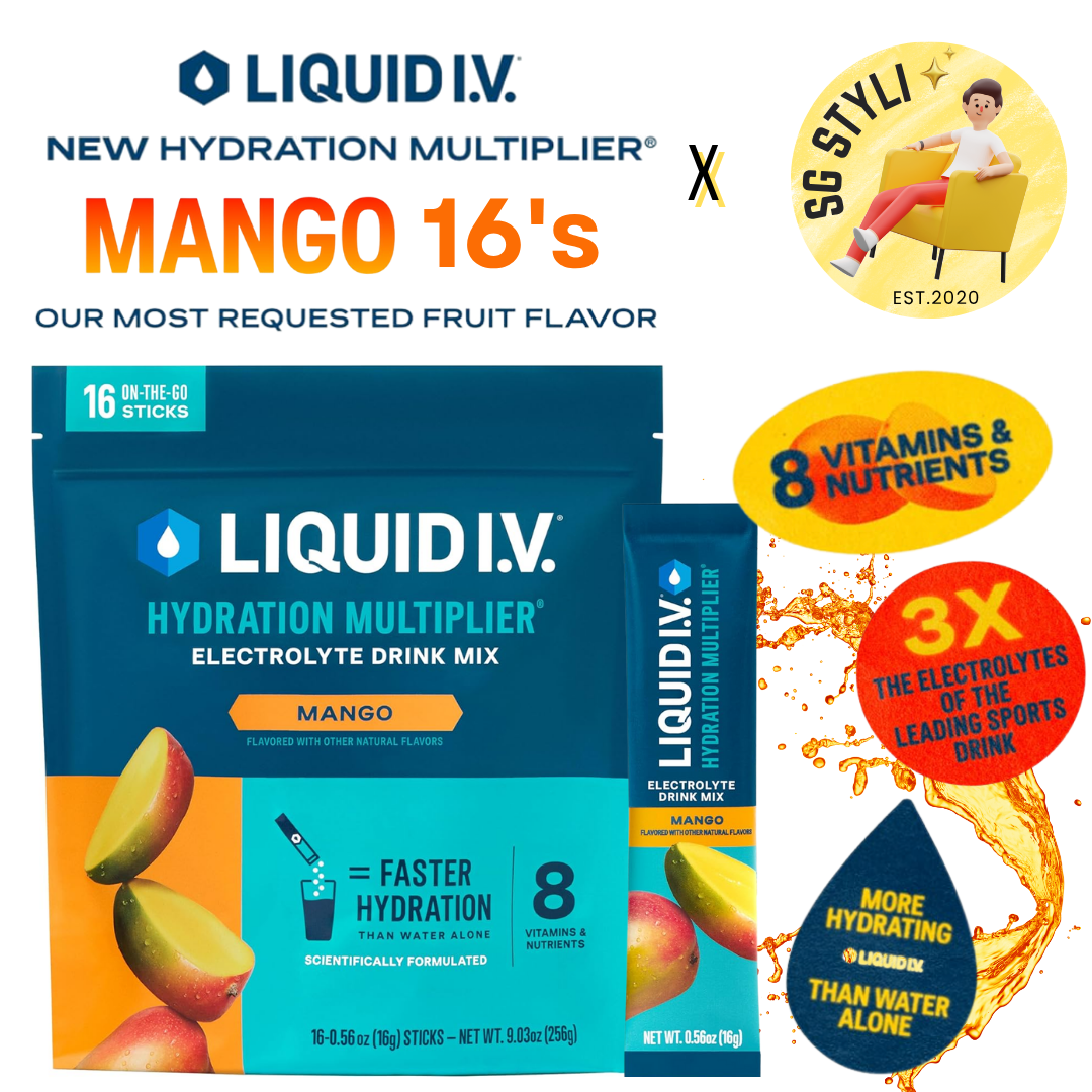 Liquid IV I.V. Hydration Multiplier Electrolyte Drink Lemon Peach 24 Packs (15 Flavours)