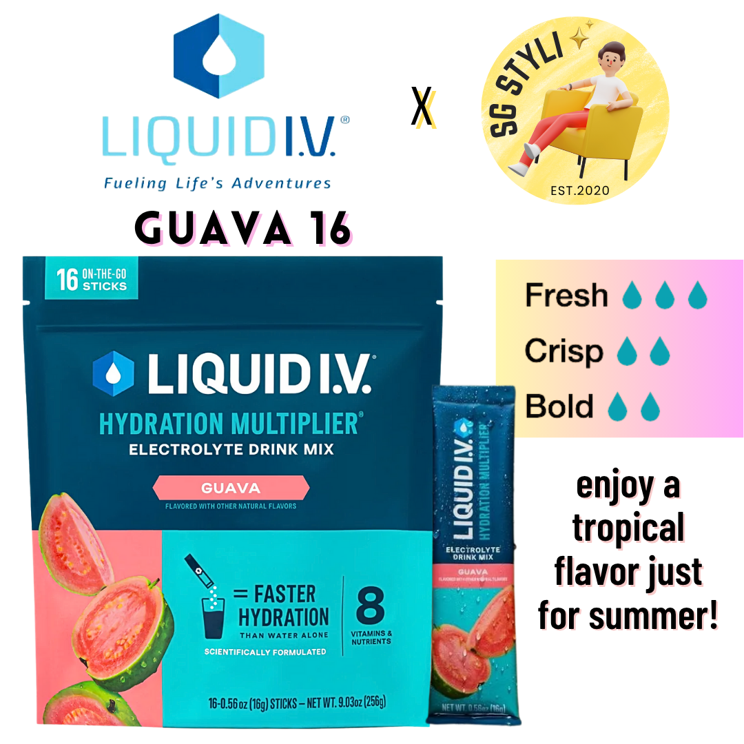 Liquid IV I.V. Hydration Multiplier Electrolyte Drink Lemon Peach 24 Packs (15 Flavours)