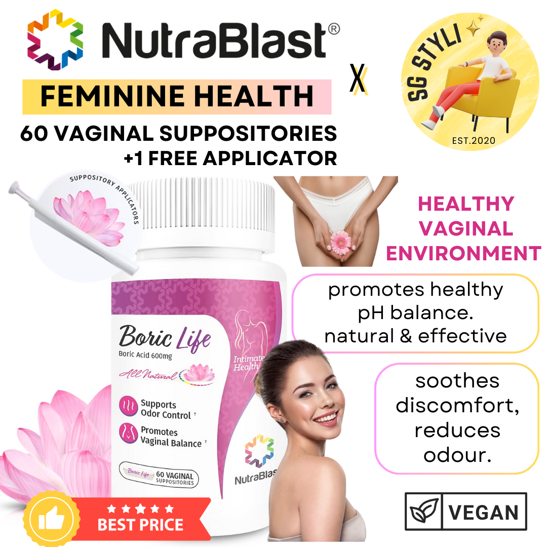 NutraBlast Boric Vaginal Suppositories 30's Intimate Health (Made in USA)