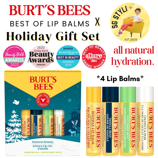 Burt's Bees Lip Balm Gift Set 4 Lip Balms in Original/Coconut & Pear All Natural
