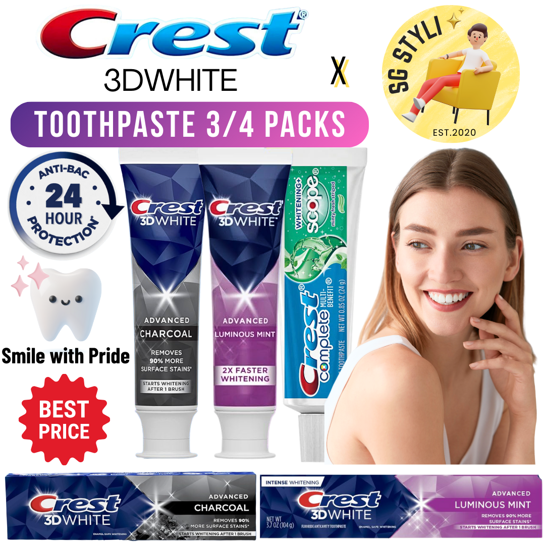 Crest Charcoal/Scope Whitening + Intensive Clean Toothpaste 419g Value 3/4 Packs