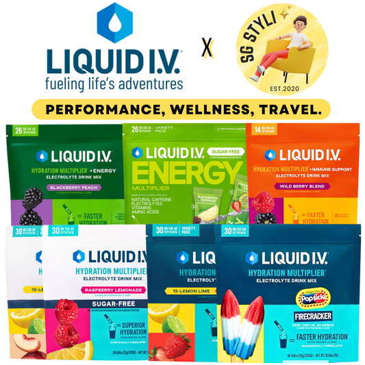 Liquid IV I.V. Hydration Multiplier Electrolyte Drink Lemon Peach 24 Packs (15 Flavours)