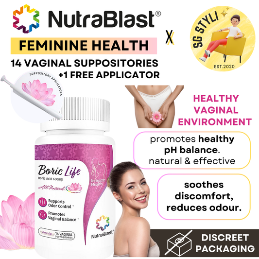 NutraBlast Boric Vaginal Suppositories 30's Intimate Health (Made in USA)
