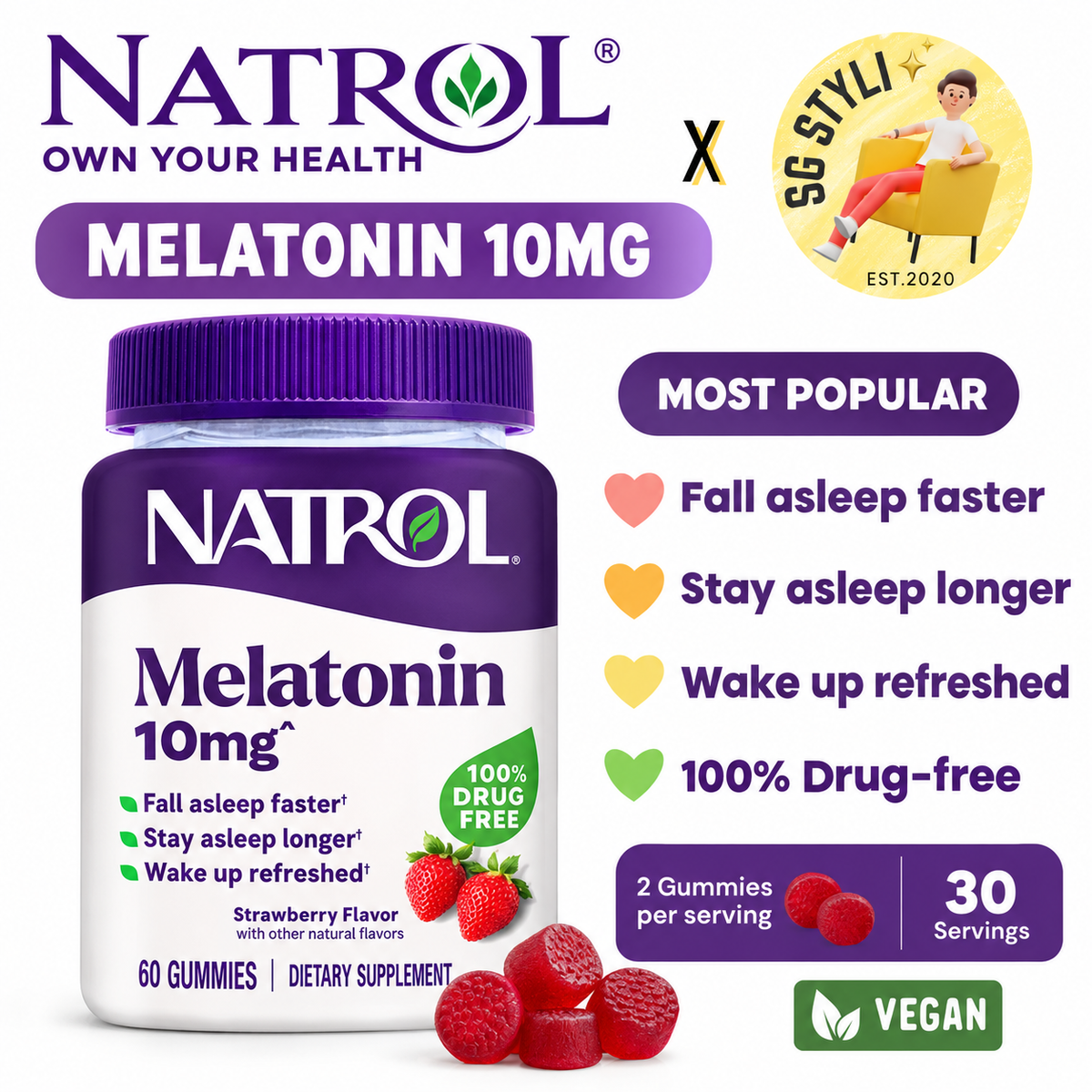 Natrol Melatonin 5/10mg 100/140/150 Sleep Tablets Gummies Timed Release Fast Dissolve