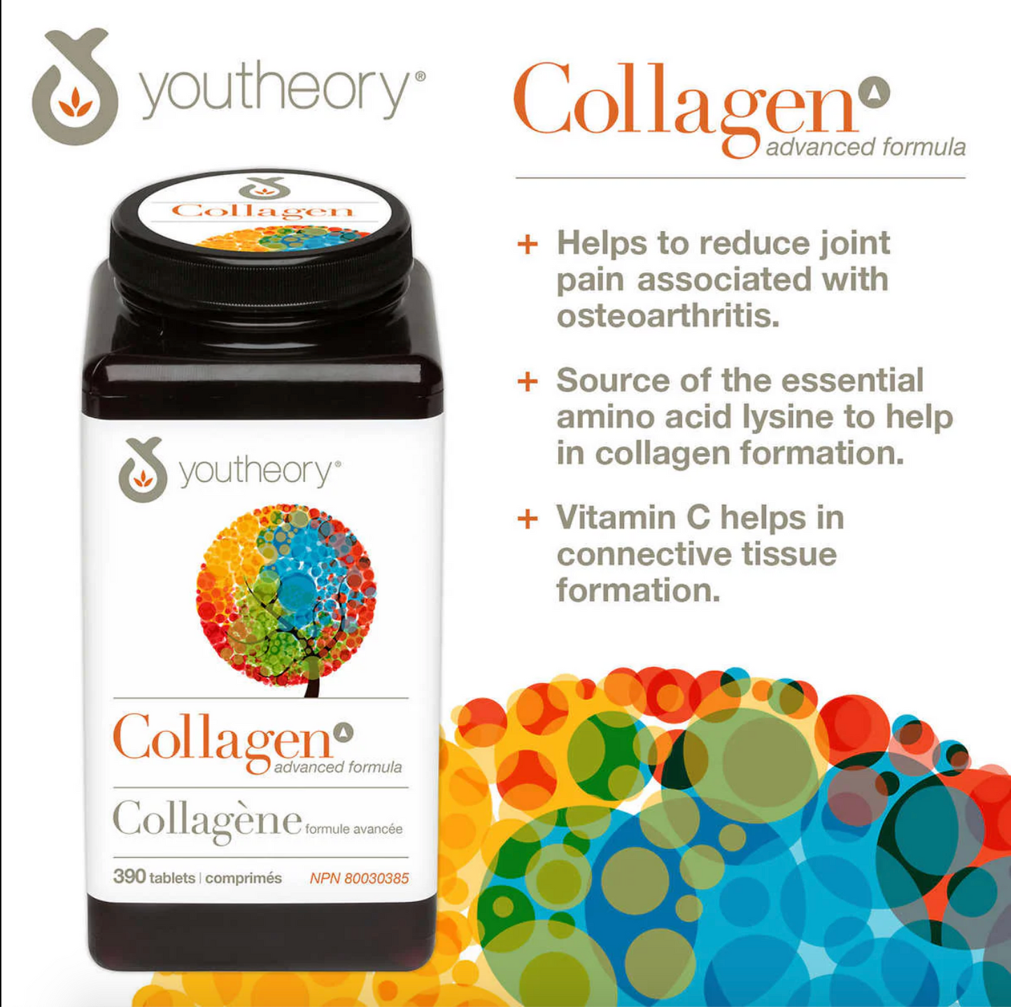 Youtheory Collagen Advanced 390 Tablets + Vitamin C + Biotin