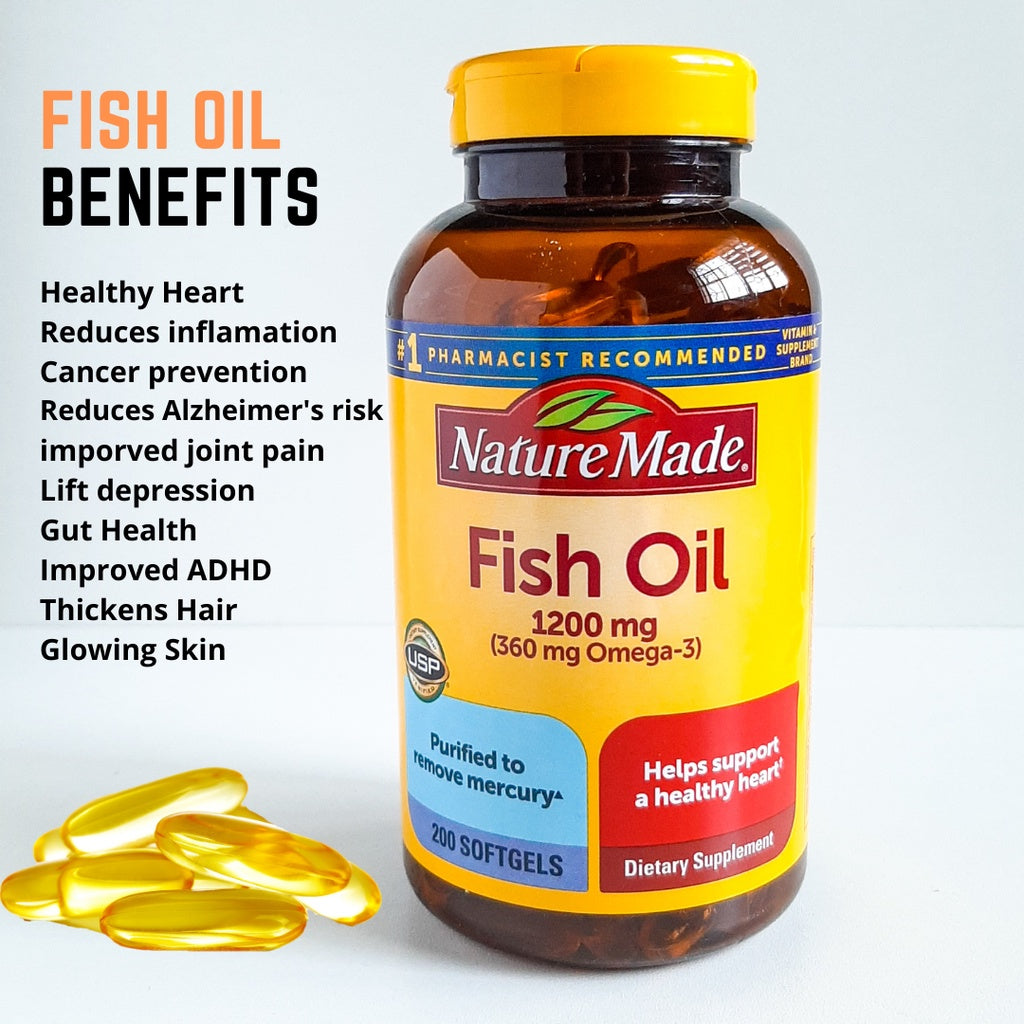 Nature Made Fish Oil Omega 3 1200mg 300 Softgels EPA DHA Heart, Eye, Brain Health