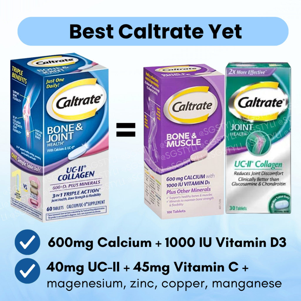 Caltrate Bone & Joint Health 60 Tabs UC-II+Calcium 600mg+Vitamin D3+Minerals *LIMITED STOCKS*