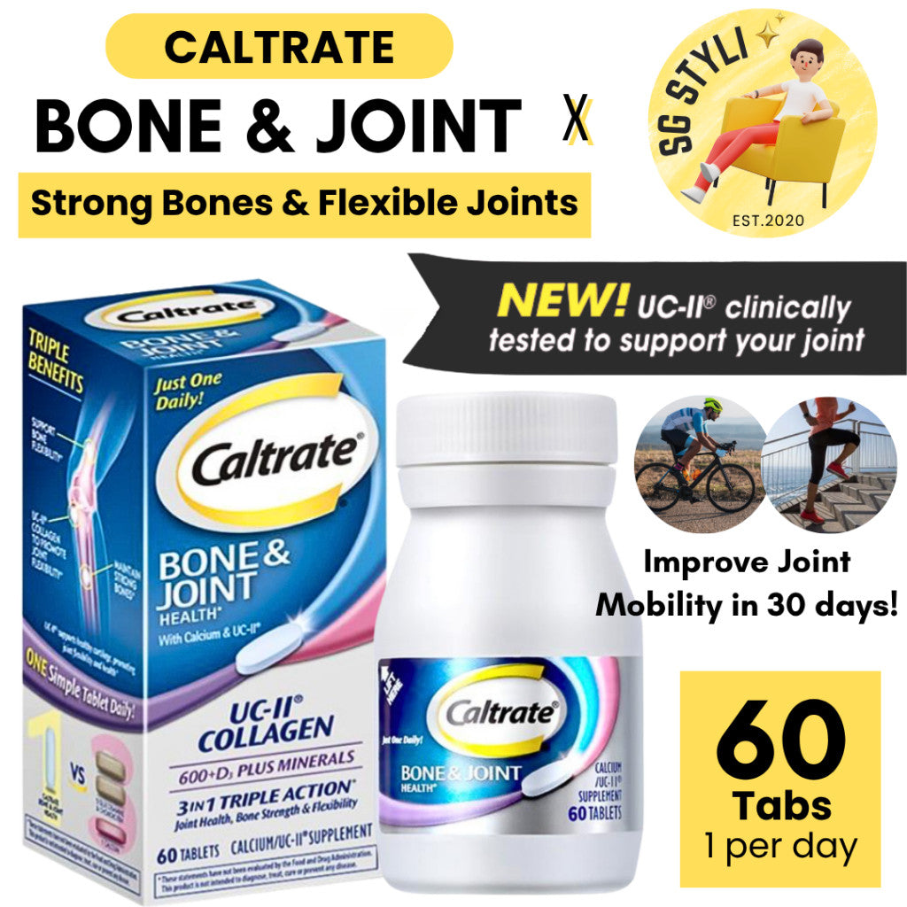 Caltrate Bone & Joint Health 60 Tabs UC-II+Calcium 600mg+Vitamin D3+Minerals *LIMITED STOCKS*