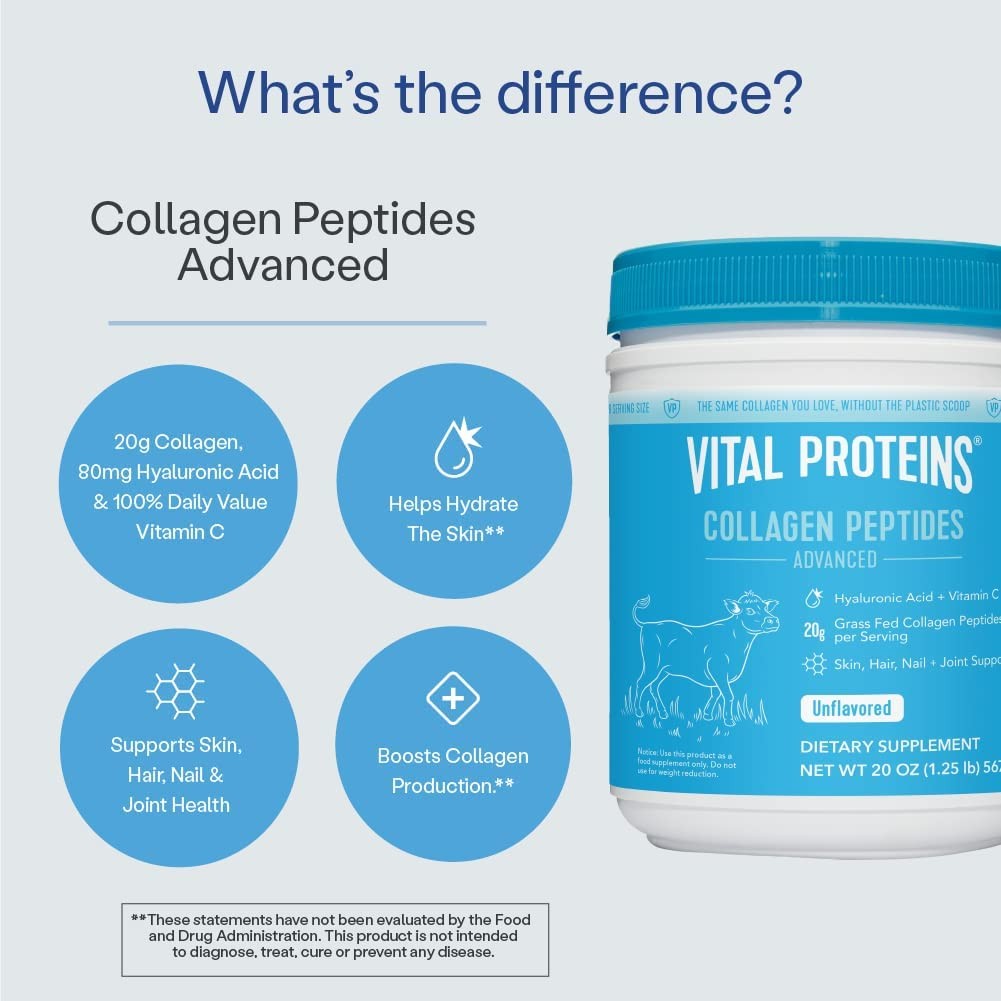 💯Vital Proteins Advanced HAVC Collagen Peptides 567g Hyaluronic Acid+Vitamin C EXP 2027