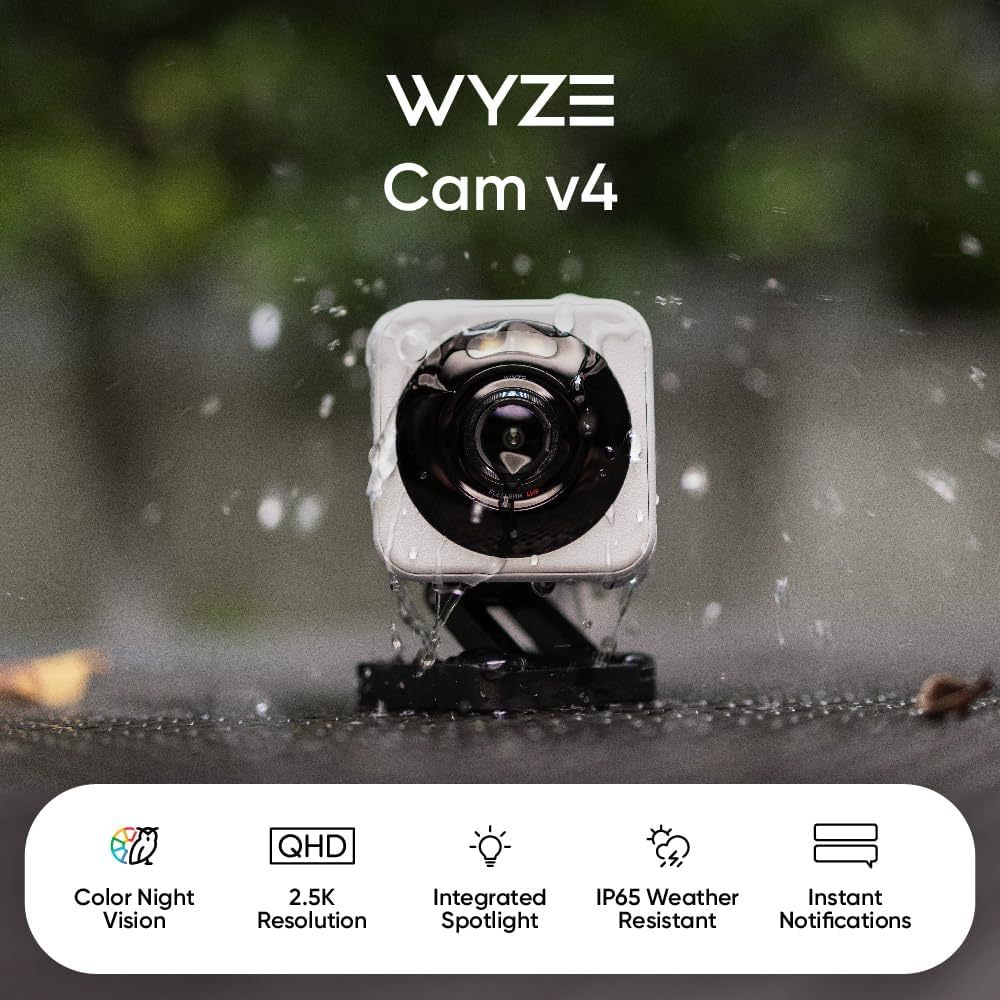 Wyze Cam V4 1080p HD Indoor/Outdoor Video Camera, 2-Way Audio,Night Vision,Alexa