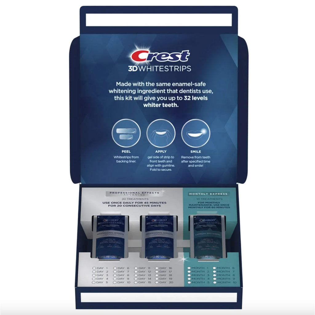 Crest 3D White Strips Professional Effects Advanced 40 + 20 Strips Whitening Kit 30 Treatments