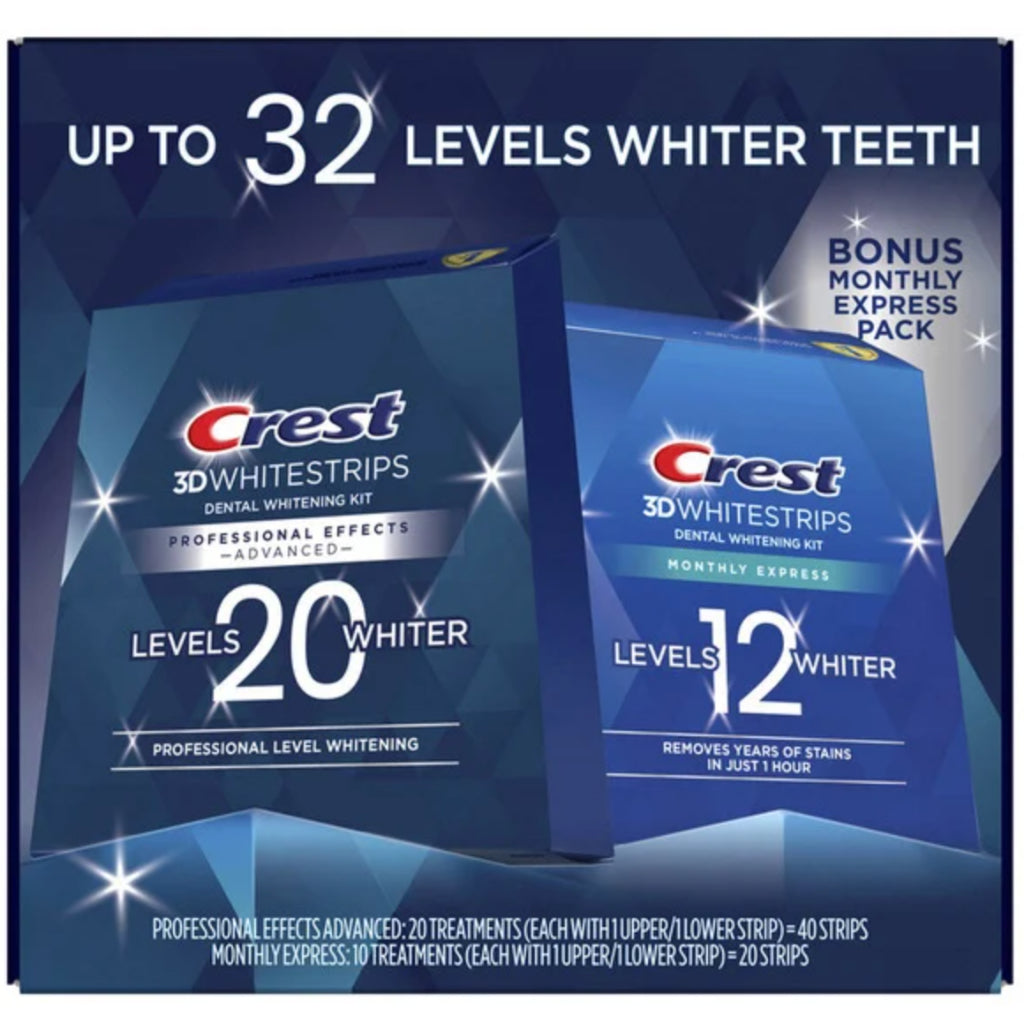 Crest 3D White Strips Professional Effects Advanced 40 + 20 Strips Whitening Kit 30 Treatments