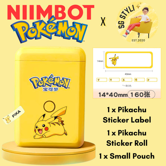Niimbot D110 Label Printer Pikachu Pokemon Portable Thermal Label Maker + 1 FREE PIKACHU ROLL