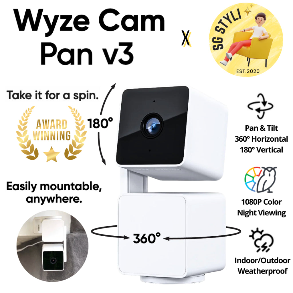 Wyze Cam Pan V3 1080p HD Pan/Tilt/Zoom Video Camera, 2-Way Audio, Night, Alexa