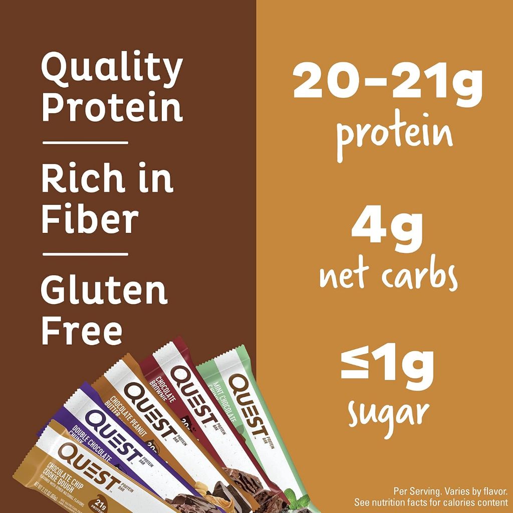Quest Nutrition Protein 12 Bars Chocolate - Keto Friendly, High Protein