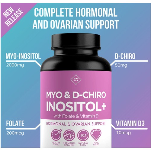 Premium Inositol Supplement - Myo-Inositol & D-Chiro Inositol + Folate & Vitamin D, PCOS