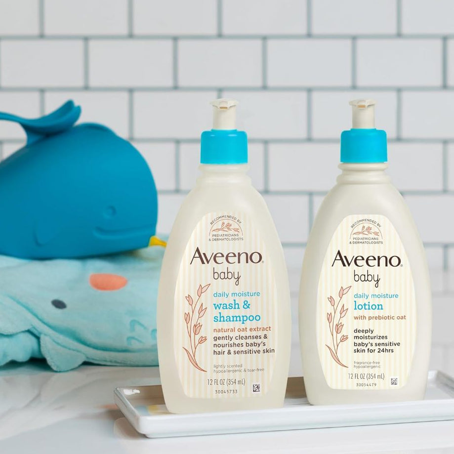 Aveeno Baby Daily Moisture Wash & Shampoo 2 x 532ml + Moisture Lotion 227g Combo Set of 3