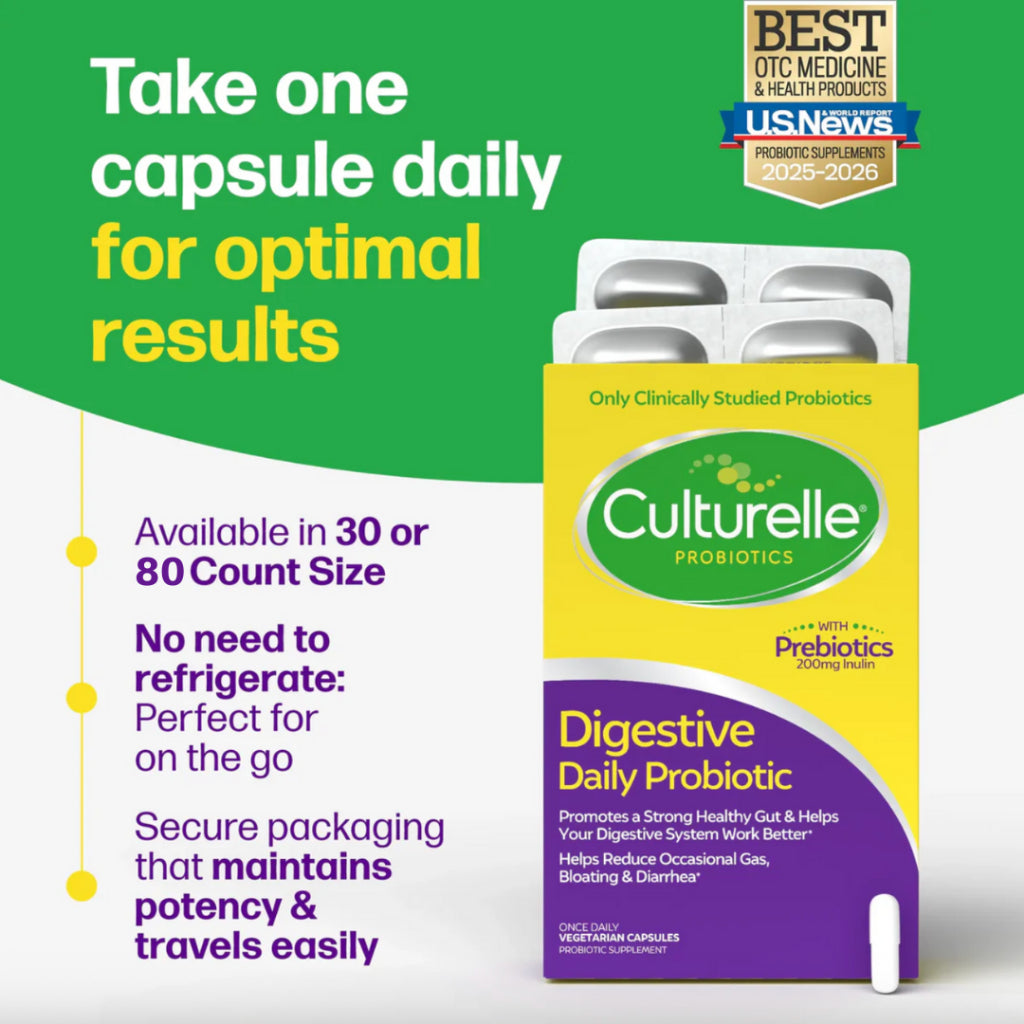 Culturelle Probiotics Daily Digestive 80s Vegan Lactobacillus Rham. GG 10Bil CFU