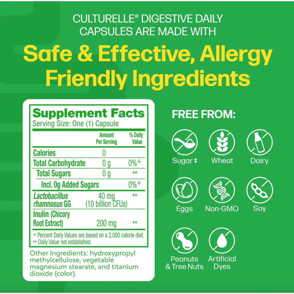Culturelle Probiotics Daily Digestive 80s Vegan Lactobacillus Rham. GG 10Bil CFU