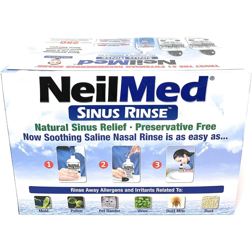 Neilmed Sinus Rinse Combo Kit 250 Packs + 2 Squeeze Bottles + 1 Saline Spray 75ml