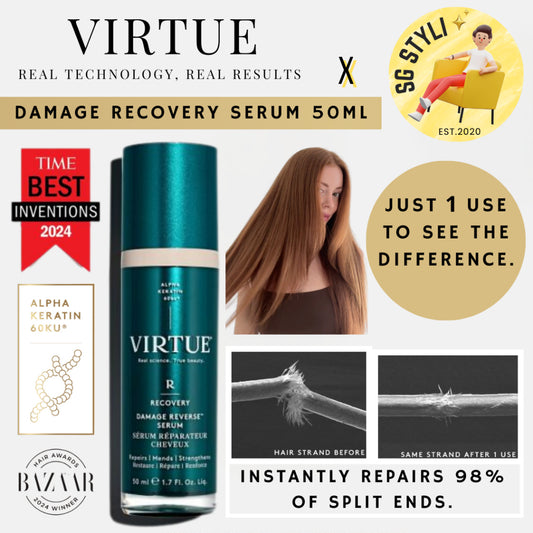Virtue Damage Reverse Serum 50ml Daily Leave-in Treatment - Repairs Split Ends