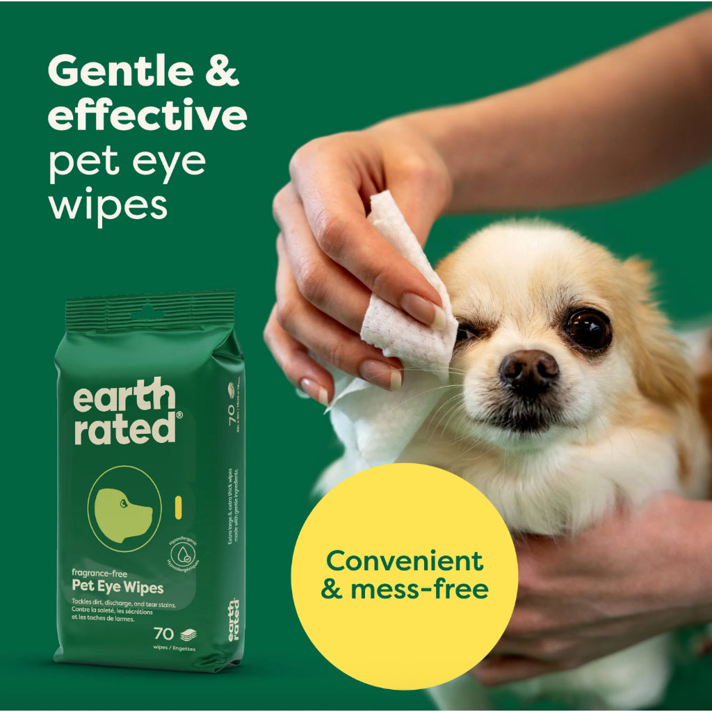 Earth Rated Pet Eye Wipes/ Ear Wipes 70 Pcs Vet Developed Hypoallergenic Gentle