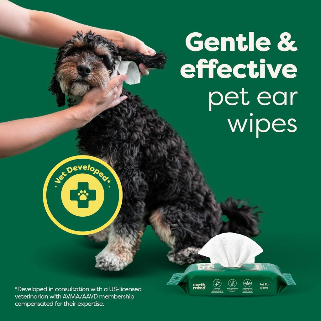Earth Rated Pet Eye Wipes/ Ear Wipes 70 Pcs Vet Developed Hypoallergenic Gentle