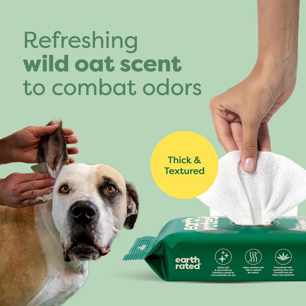 Earth Rated Pet Eye Wipes/ Ear Wipes 70 Pcs Vet Developed Hypoallergenic Gentle